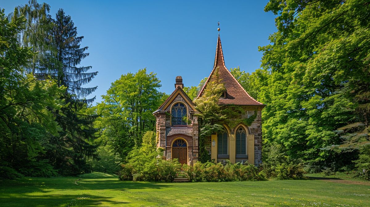 Blick auf die historische Pestkapelle Weilheim umgeben von grüner Landschaft bei Tageslicht