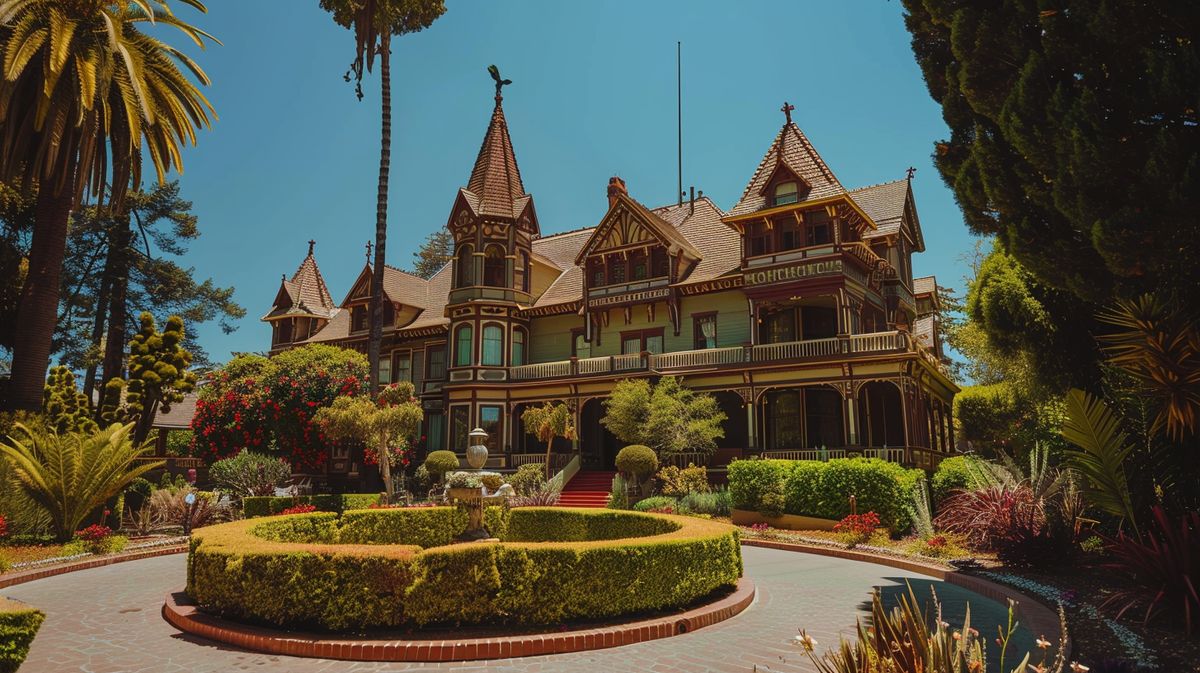 Innenansicht des Winchester Hauses mit mysteriösen Treppen und Türen