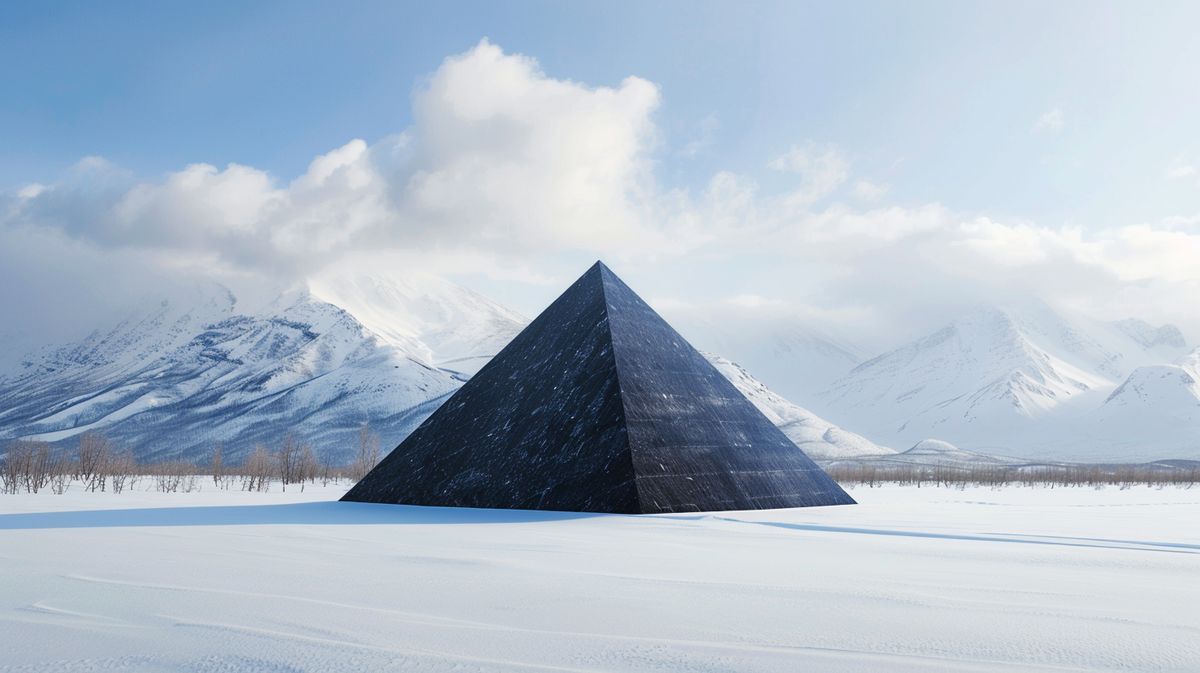 Schwarze Pyramide Alaska in einer mystischen Landschaft unter klarem Himmel