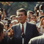 Ronald Reagan Attentat, Darstellung des Attentatsversuchs auf den US-Präsidenten in einer historischen Fotografie